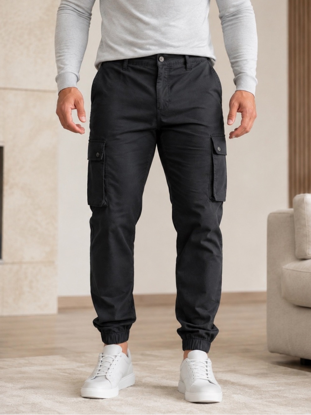 American Stitch Charcoal Grey Thick wool blend Cargo Pants with Elastic Cuffs🤠XL